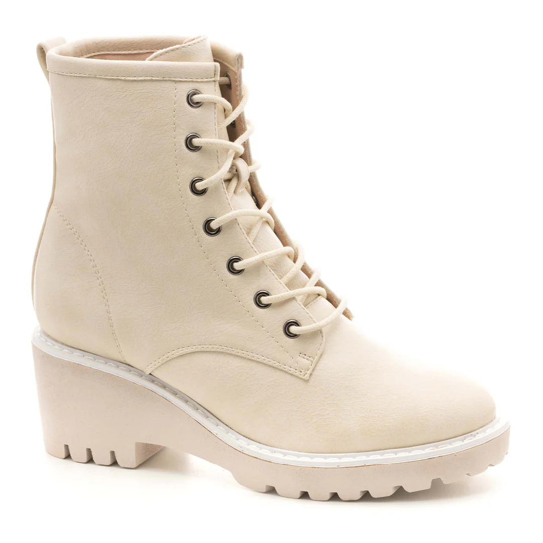 Ghosted Lace-Up Boots 鈥?Cream