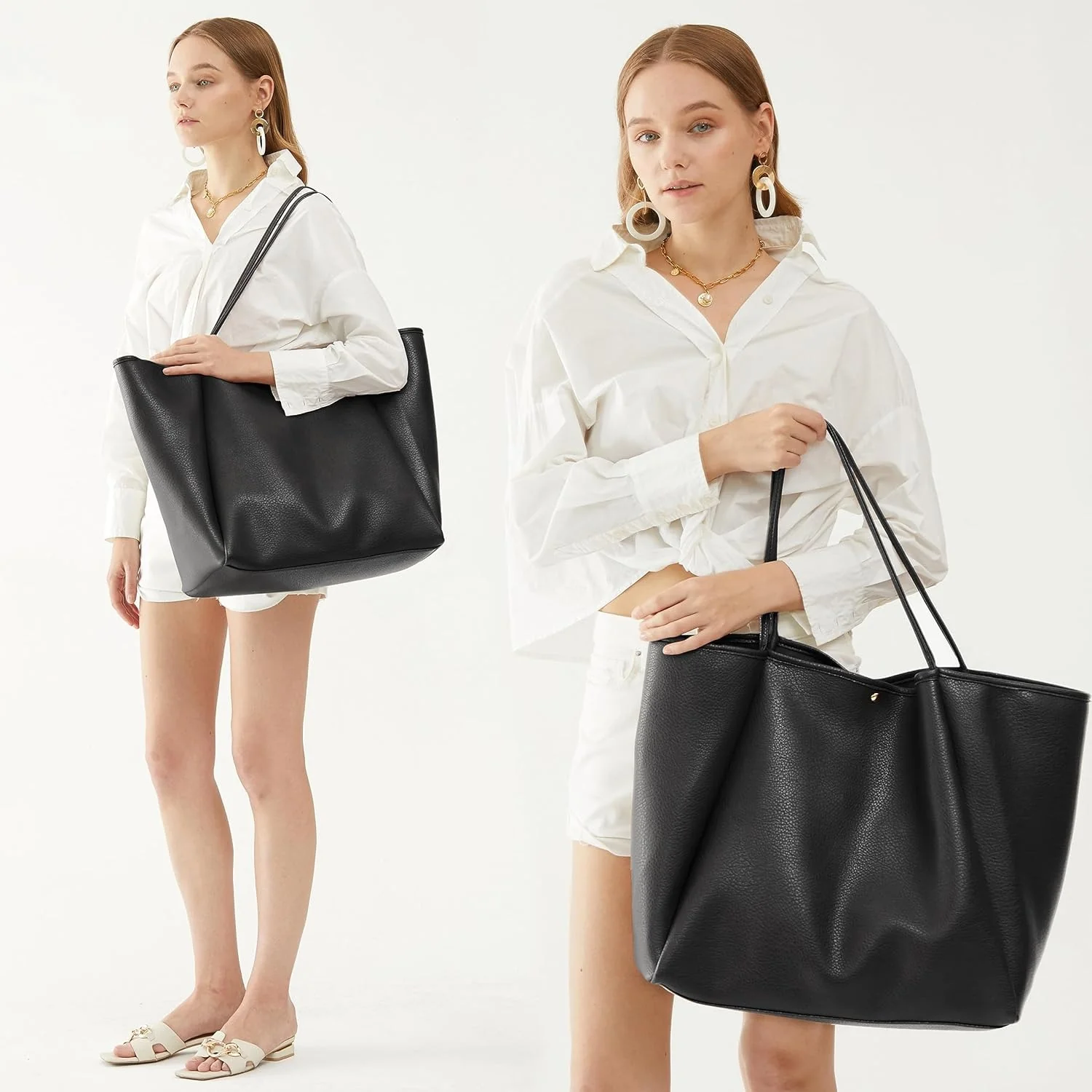 Oversized Vegan Leather Tote Women's Travel Bag